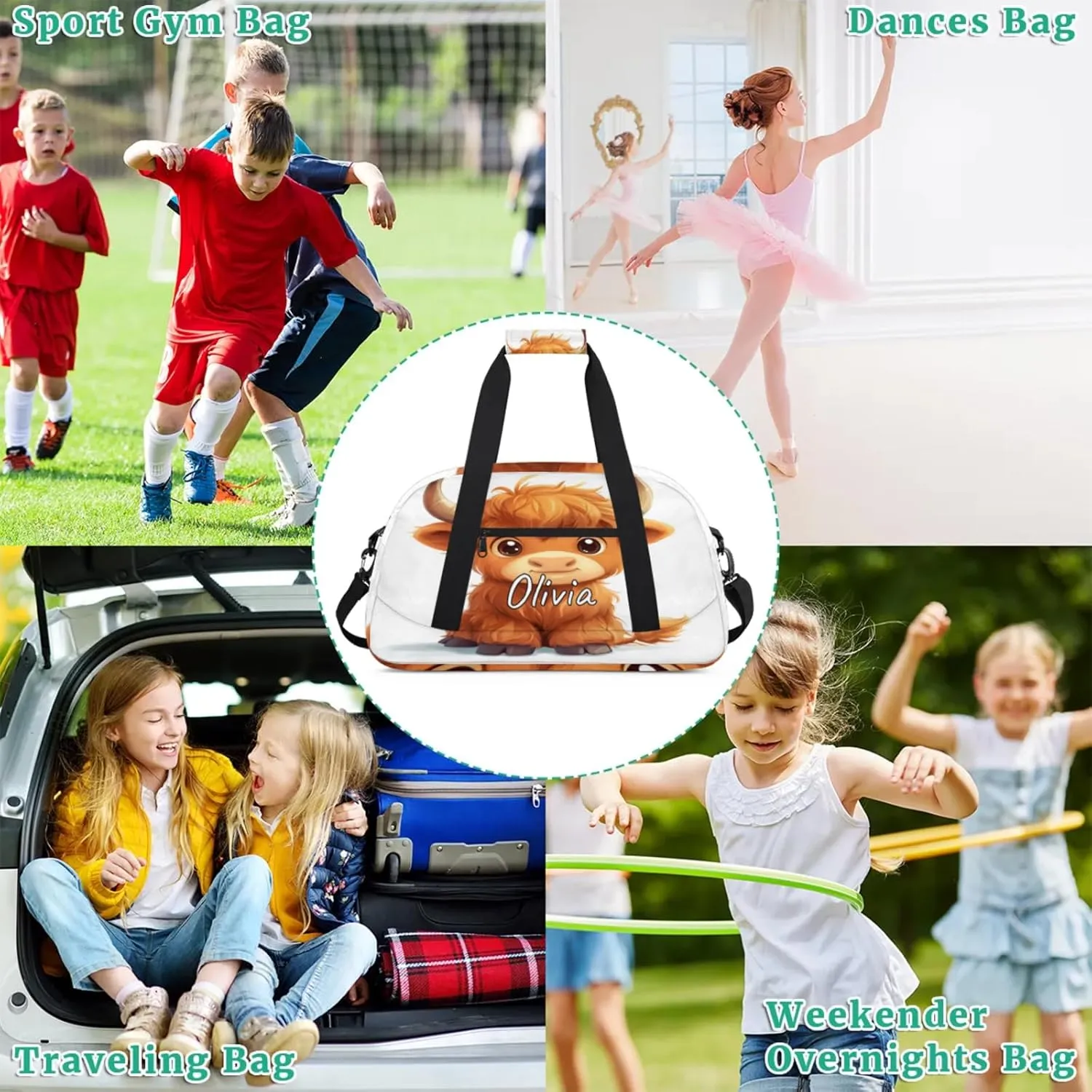 Custom Sports Gym Bag Personalized Name Travel Duffel Bag