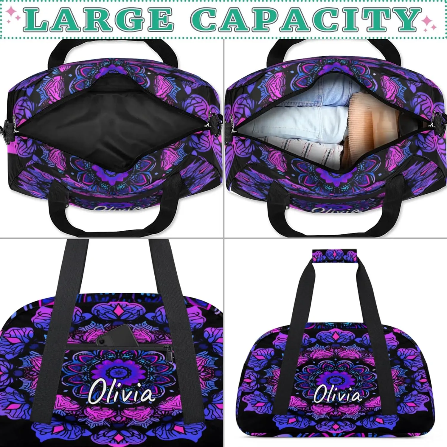 Custom Sports Gym Bag Personalized Name Travel Duffel Bag