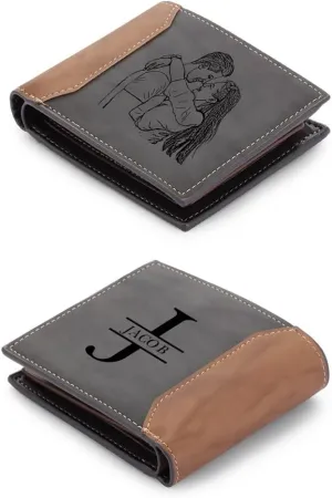 Custom Wallets for Men Personalized Gifts for Men Dad Boyfriend Personalized Wallets for Men Engraved Photo Leather Wallets (Style 1)