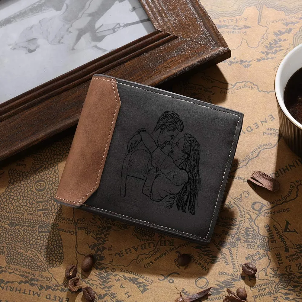 Custom Wallets for Men Personalized Gifts for Men Dad Boyfriend Personalized Wallets for Men Engraved Photo Leather Wallets (Style 1)
