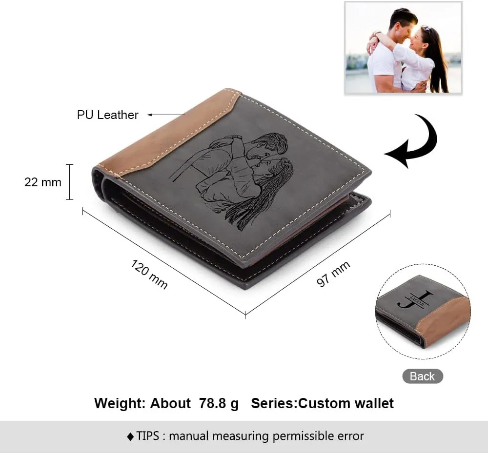 Custom Wallets for Men Personalized Gifts for Men Dad Boyfriend Personalized Wallets for Men Engraved Photo Leather Wallets (Style 1)