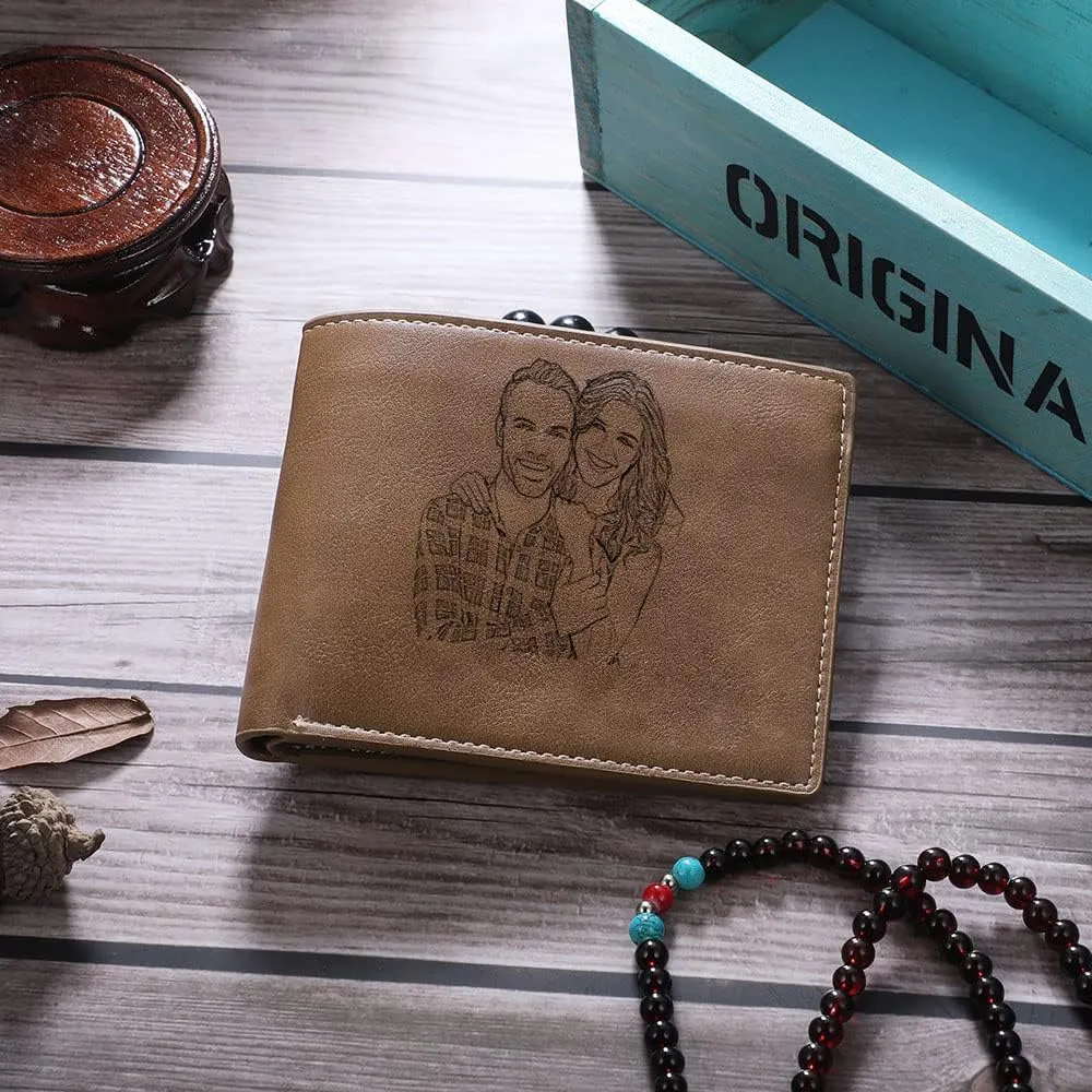 Custom Wallets for Men Personalized Photo Wallets for Mens Engraved Wallets Personalized Gifts for Men Dad Husband Son (Style 3)