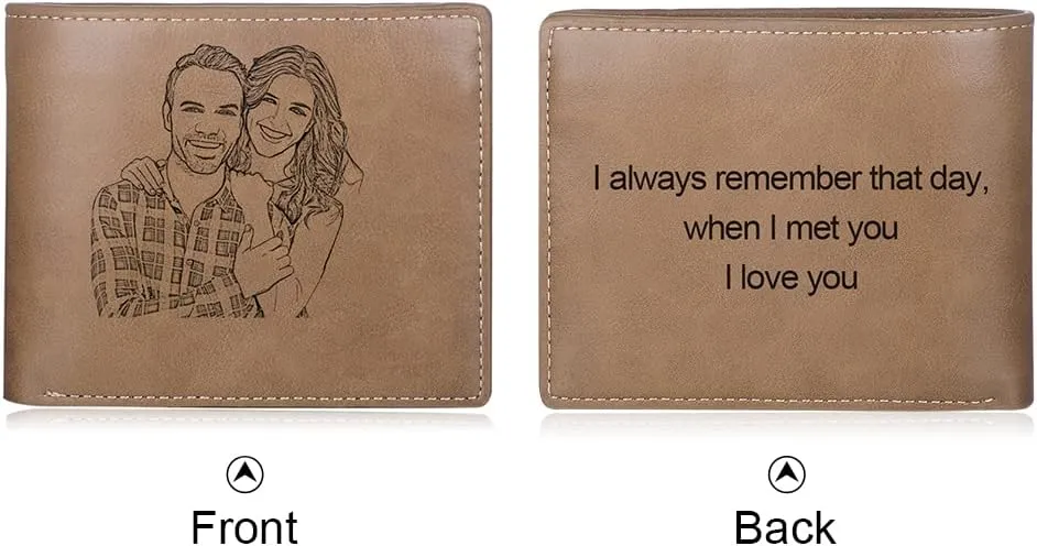 Custom Wallets for Men Personalized Photo Wallets for Mens Engraved Wallets Personalized Gifts for Men Dad Husband Son (Style 3)