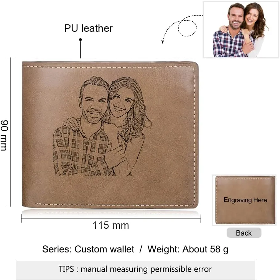 Custom Wallets for Men Personalized Photo Wallets for Mens Engraved Wallets Personalized Gifts for Men Dad Husband Son (Style 3)