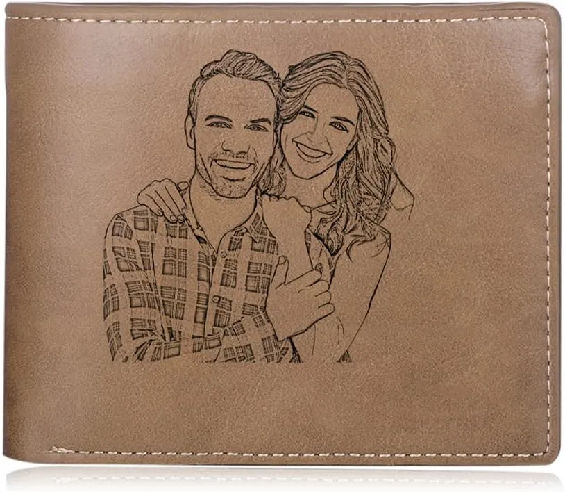 Custom Wallets for Men Personalized Photo Wallets for Mens Engraved Wallets Personalized Gifts for Men Dad Husband Son (Style 3)