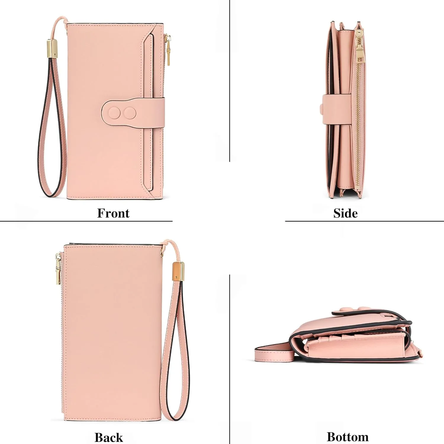 Custom Wristlet Wallet,Personalized Engraved Name Wallets with RFID Blocking Large Capacity Clutch Purse Credit Card Holder with Zipper Pocket for Women (Style 2-Pink)