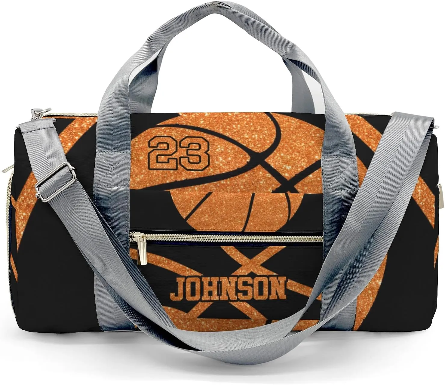 Custon Name Basketball Orange Gym Sport Duffel Bag Sport Player Travel Bag,Sport Gym Bag Personalized Gift for Travel Hand Bag Carry on Bag