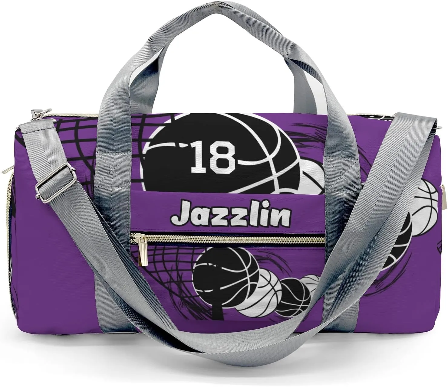 Custon Name Basketball Purple Gym Sport Yoga Duffel Bag Sport Player Travel Bag,Sport Gym Bag Personalized Gift for Travel Hand Bag Carry on Bag