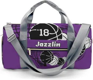 Custon Name Basketball Purple Gym Sport Yoga Duffel Bag Sport Player Travel Bag,Sport Gym Bag Personalized Gift for Travel Hand Bag Carry on Bag