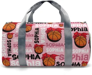 Custon Name Basketball Text Pink Gym Sport Yoga Duffel Bag Sport Player Travel Bag,Sport Gym Bag Personalized Gift for Travel Hand Bag Carry on Bag