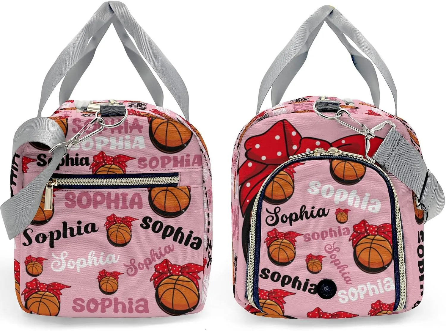 Custon Name Basketball Text Pink Gym Sport Yoga Duffel Bag Sport Player Travel Bag,Sport Gym Bag Personalized Gift for Travel Hand Bag Carry on Bag