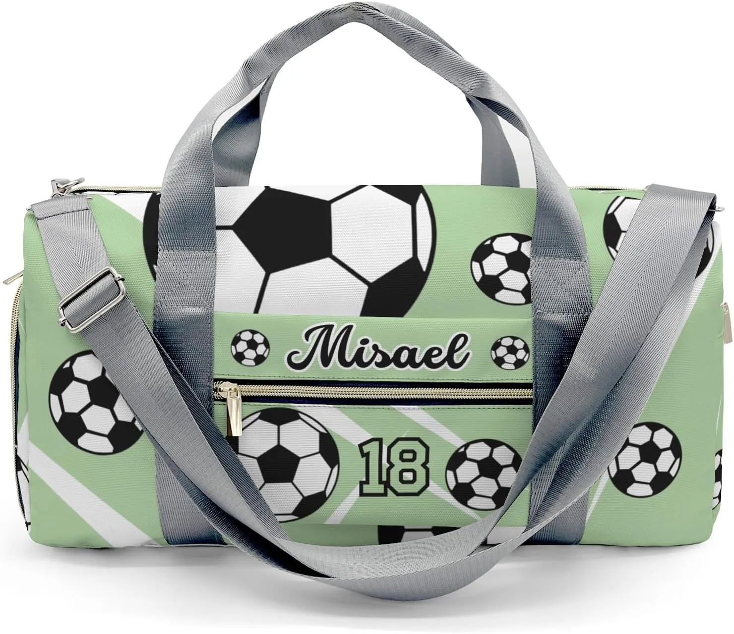 Custon Name Sport Soccer Team Player Number Mint Gym Sport Yoga Duffel Bag Sport Player Travel Bag,Sport Gym Bag Personalized Gift for Travel Hand Bag Carry on Bag