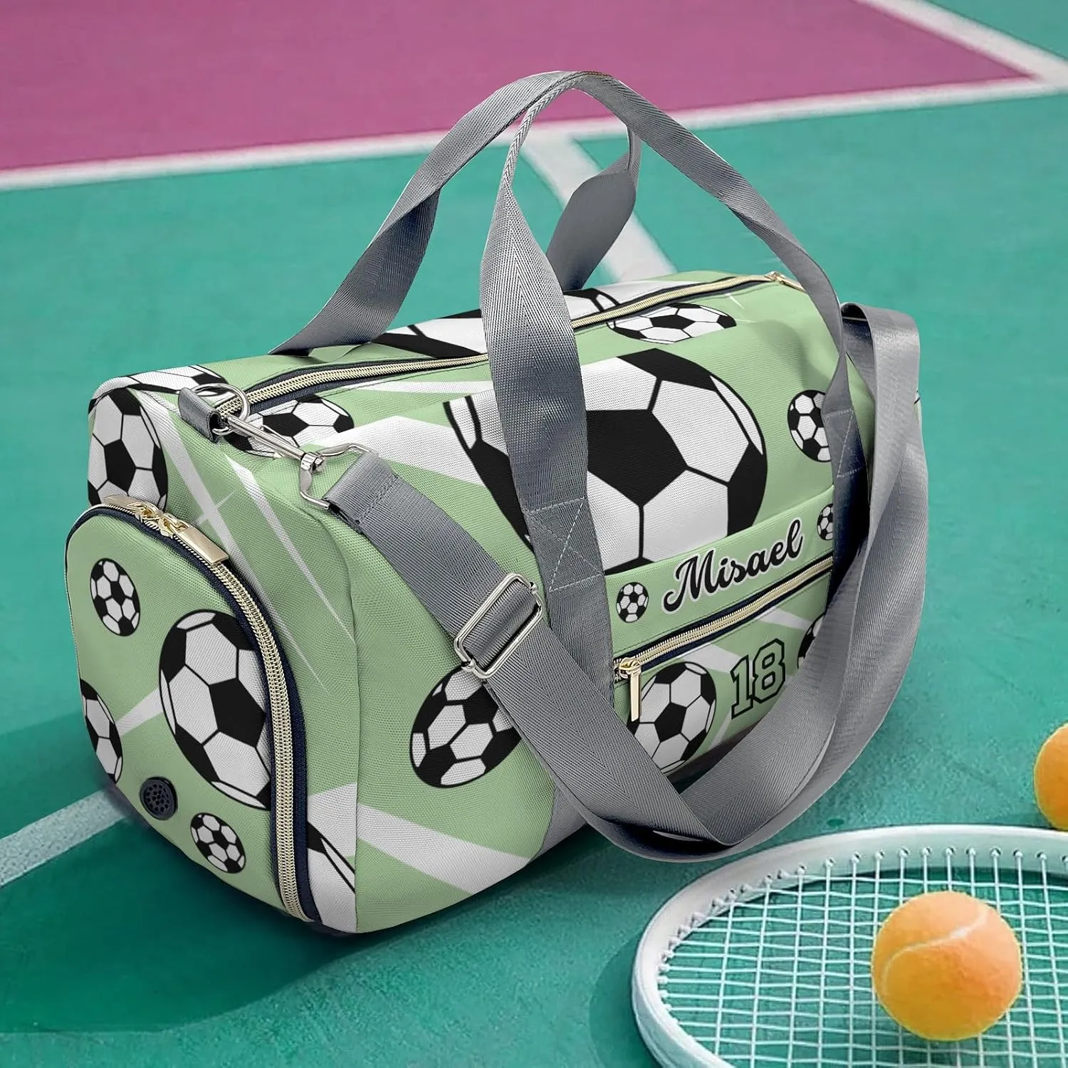 Custon Name Sport Soccer Team Player Number Mint Gym Sport Yoga Duffel Bag Sport Player Travel Bag,Sport Gym Bag Personalized Gift for Travel Hand Bag Carry on Bag