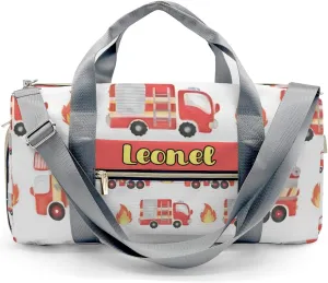 Custon Name Watercolor Little Fire Car Gym Sport Yoga Duffel Bag Sport Player Travel Bag,Sport Gym Bag Personalized Gift for Travel Hand Bag Carry on Bag