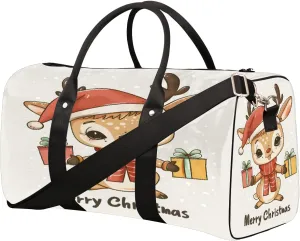 Cute Animal Elk Travel Duffel Bag for Women Men Small Sport Gym Bag Waterproof Weekender Overnight Lightweight Carry on Foldable Gym Bag for Training Swim Yoga Traveling Handbag