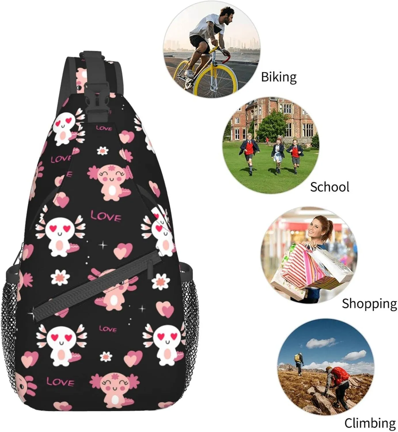 Cute Animal Sling Bag Crossbody Backpack Hiking Travel Daypack Chest Bag Lightweight Shoulder Bag For Women Men