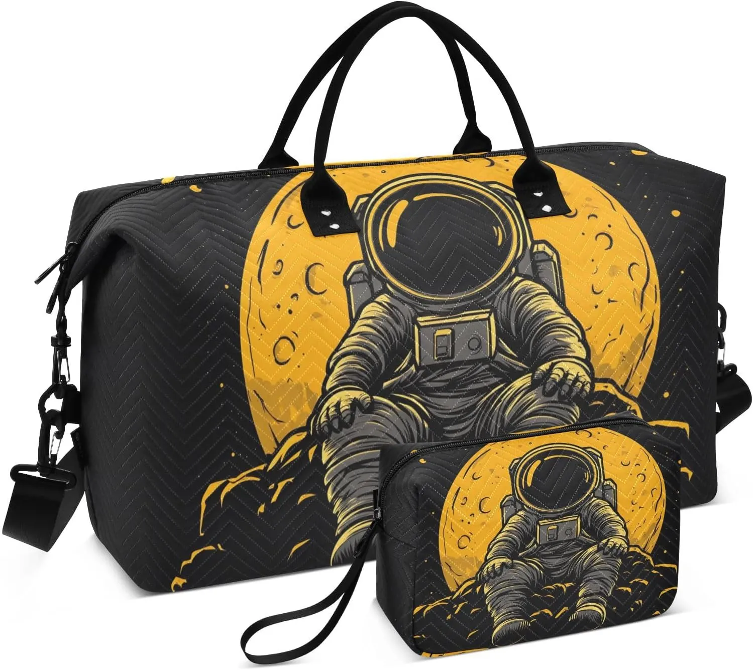 Cute Astronaut Moon Duffel Bag for Travel Gym Sport, Weekender Travel Bags Carry on Overnight Bag