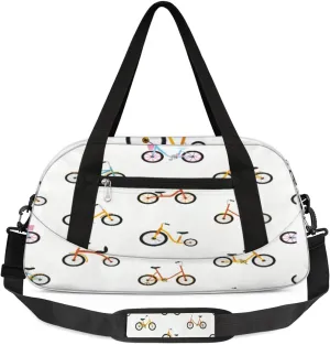 Cute Bicycles Duffel Bag for Women Men Travel Bag Small Gym Bag Waterproof Workout Overnight Tote Bag for Sport Dance Weekend Yoga