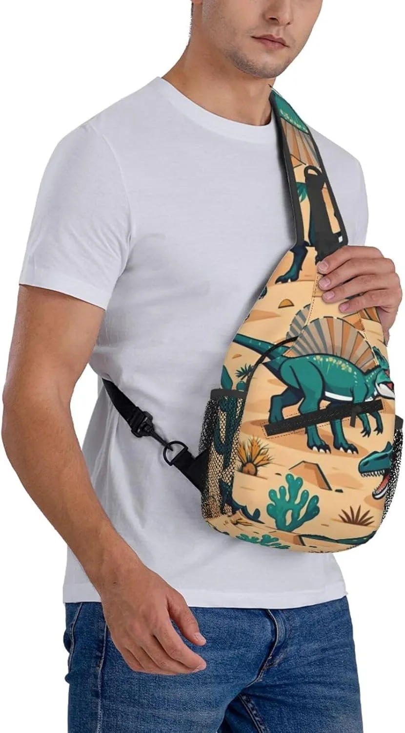 Cute Cartoon Dinosaur Winter Snowman Crossbody Bags Cross Chest Bag Adjustable Sling Backpack for Women Men
