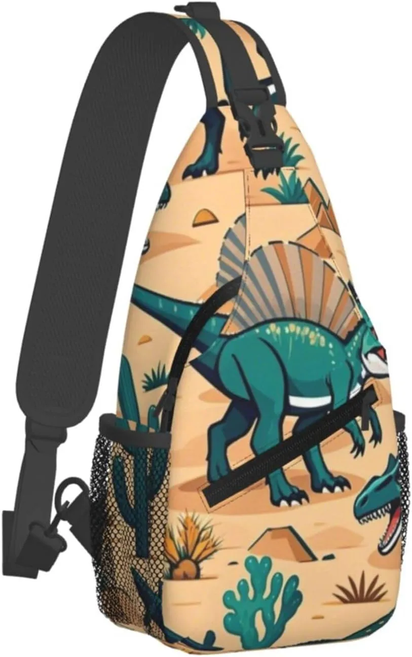 Cute Cartoon Dinosaur Winter Snowman Crossbody Bags Cross Chest Bag Adjustable Sling Backpack for Women Men