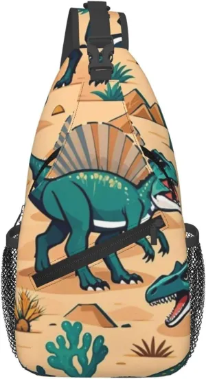 Cute Cartoon Dinosaur Winter Snowman Crossbody Bags Cross Chest Bag Adjustable Sling Backpack for Women Men