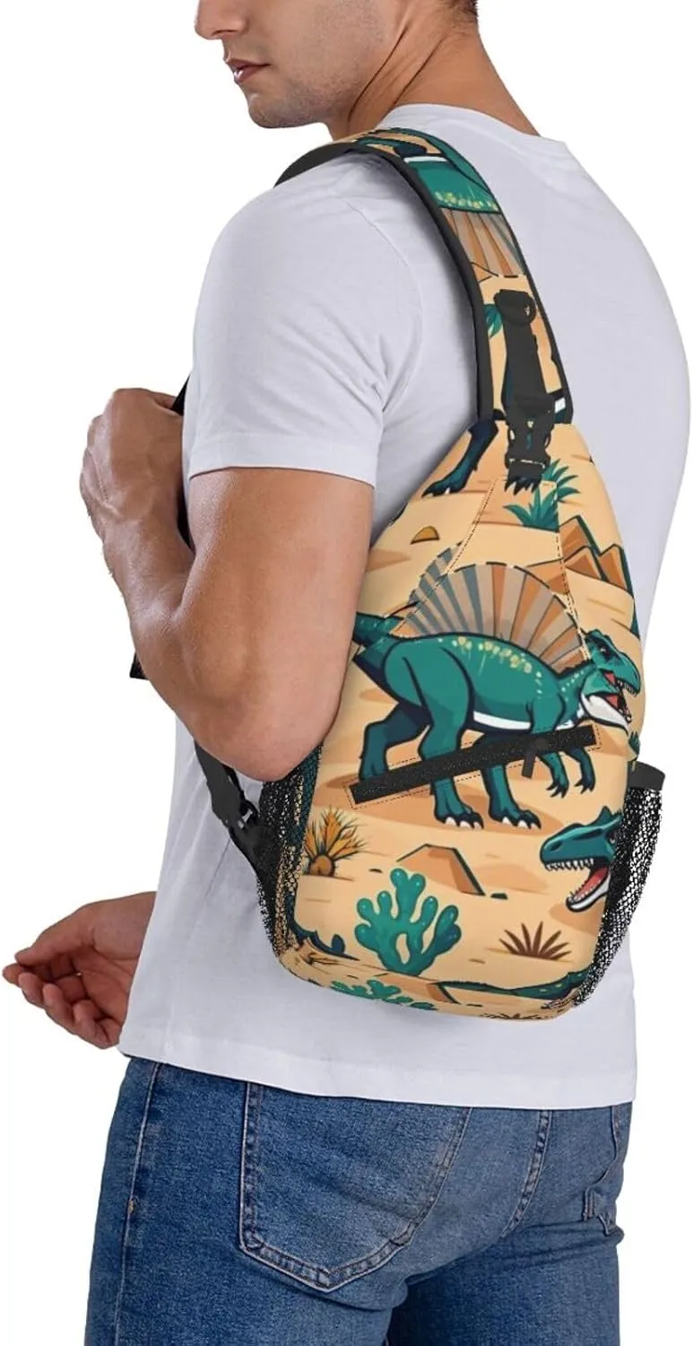 Cute Cartoon Dinosaur Winter Snowman Crossbody Bags Cross Chest Bag Adjustable Sling Backpack for Women Men