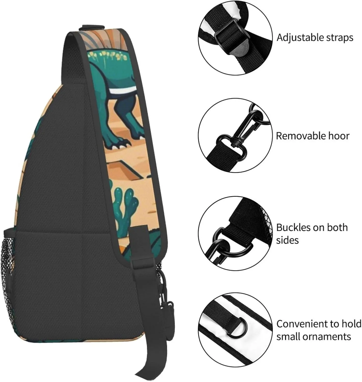 Cute Cartoon Dinosaur Winter Snowman Crossbody Bags Cross Chest Bag Adjustable Sling Backpack for Women Men