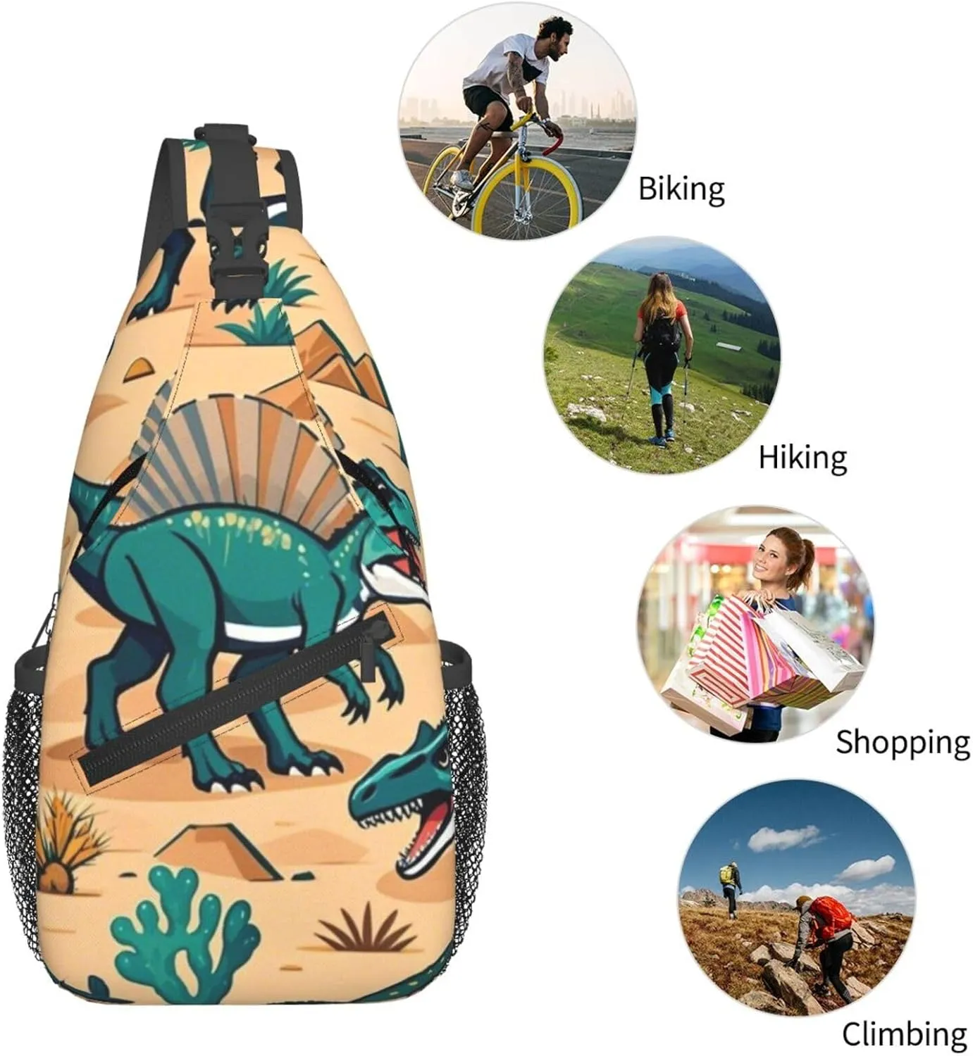 Cute Cartoon Dinosaur Winter Snowman Crossbody Bags Cross Chest Bag Adjustable Sling Backpack for Women Men