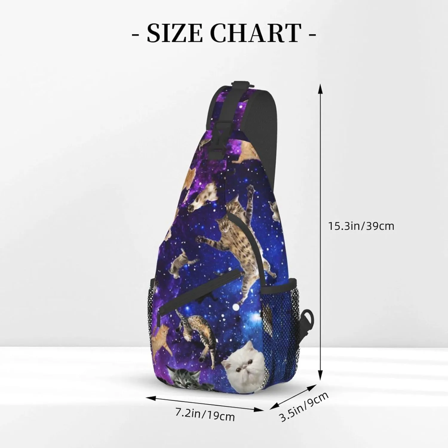 Cute Funny Cat Crossbody Sling Backpack, Cartoon Cat Chest Sling Bag Daypack Adjustable, One Size