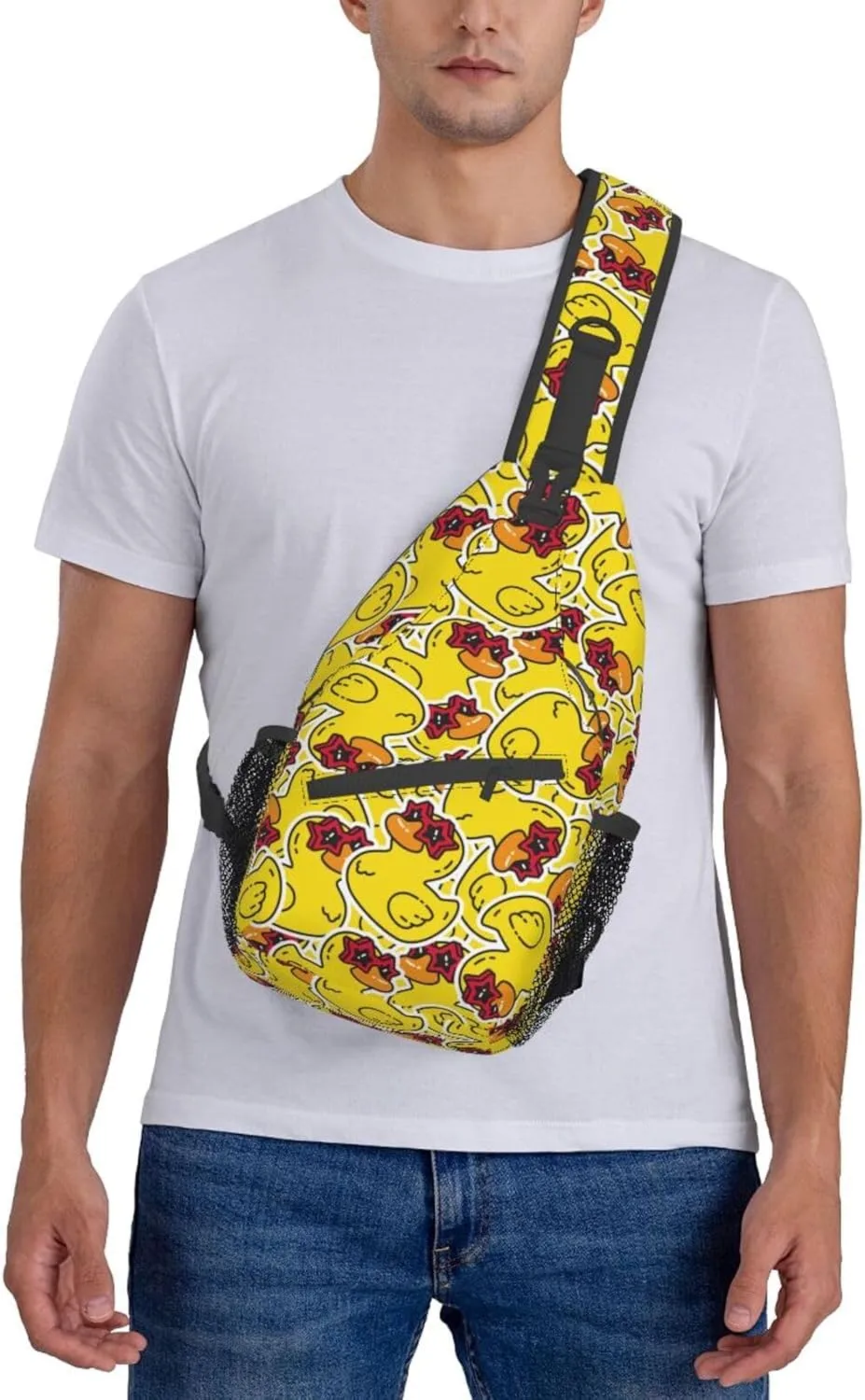 Cute Funny Yellow Rubber Duck Sling Backpack Crossbody Sling Bag Casual Chest Bags Travel Hiking Daypack Shoulder Bag for Women Men