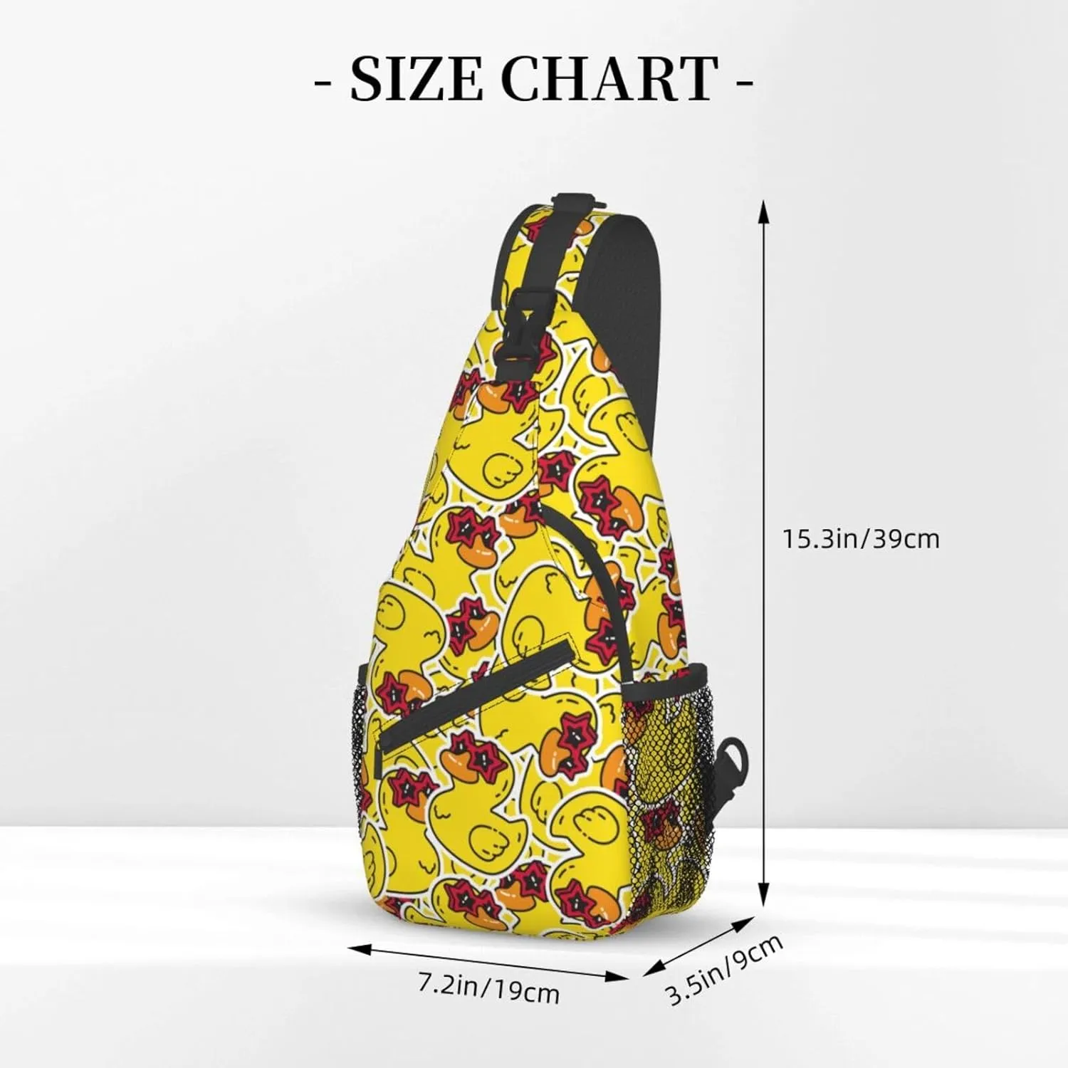 Cute Funny Yellow Rubber Duck Sling Backpack Crossbody Sling Bag Casual Chest Bags Travel Hiking Daypack Shoulder Bag for Women Men