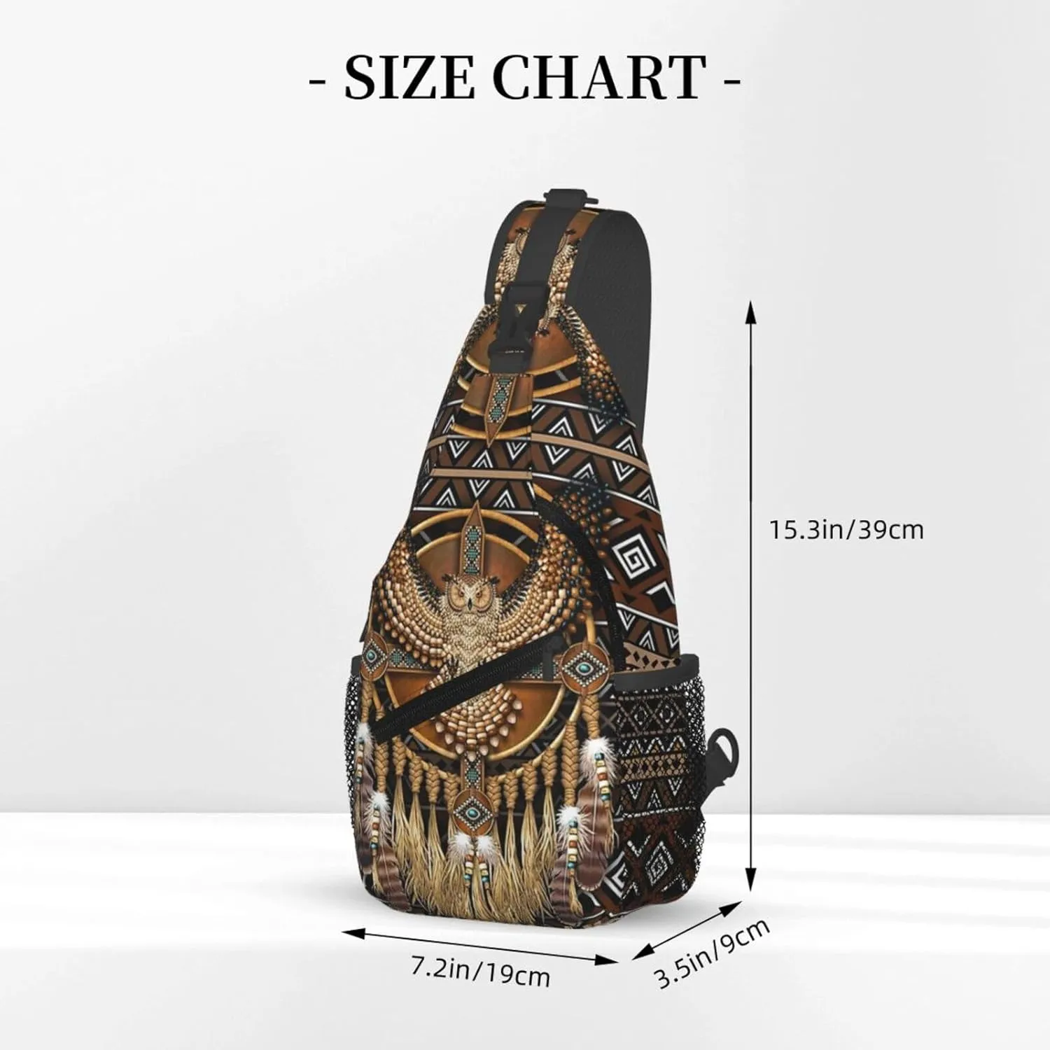 Cute Native American Sling Backpack, Multipurpose Crossbody Shoulder Bag Indian Chest Bag Travel Hiking Daypack
