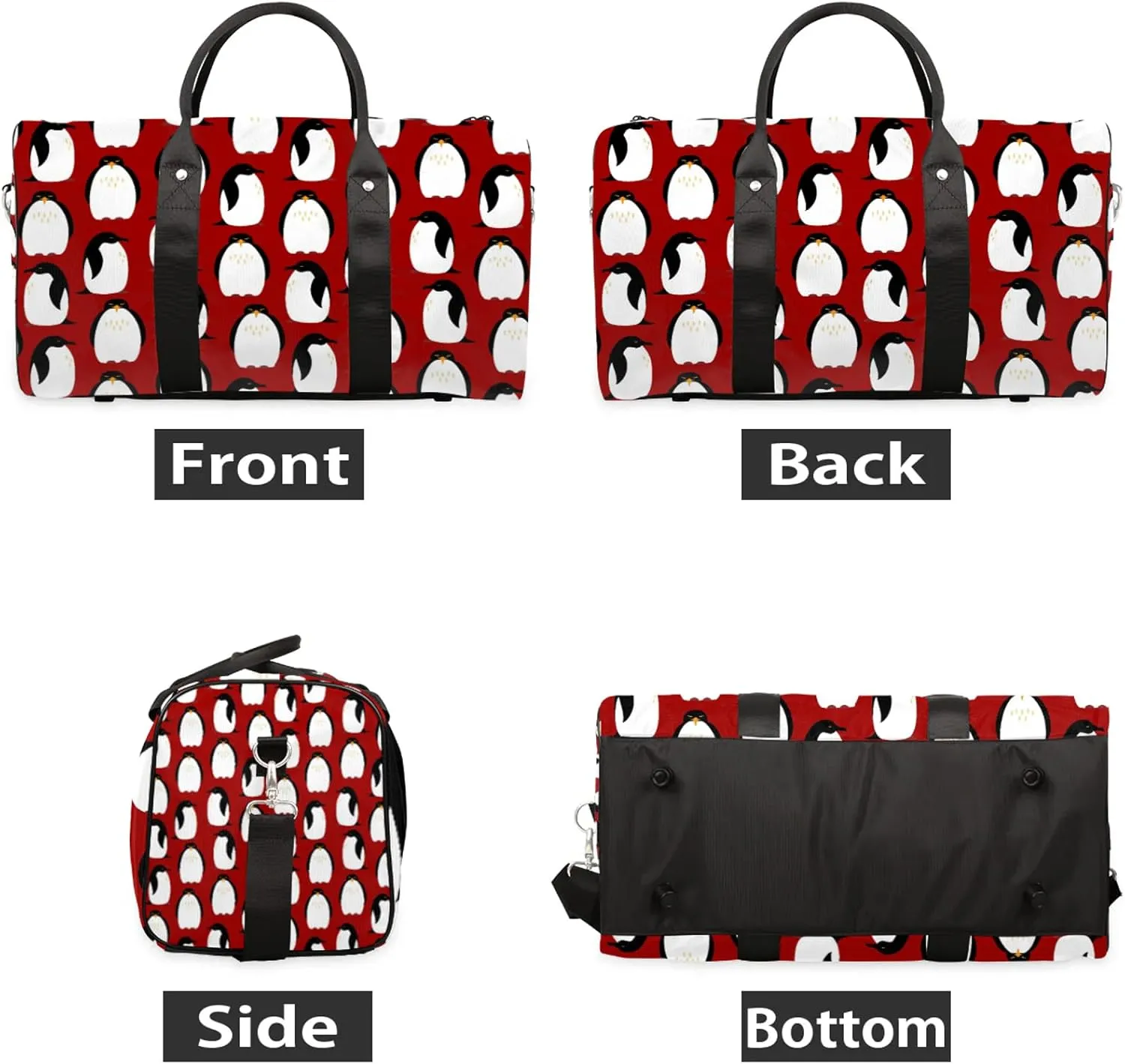 Cute Penguins Travel Duffle Bag, Weekender Bags for Women Men, Carry on Overnight Bag Waterproof Gym Bags, Hospital Bag for Labor and Delivery