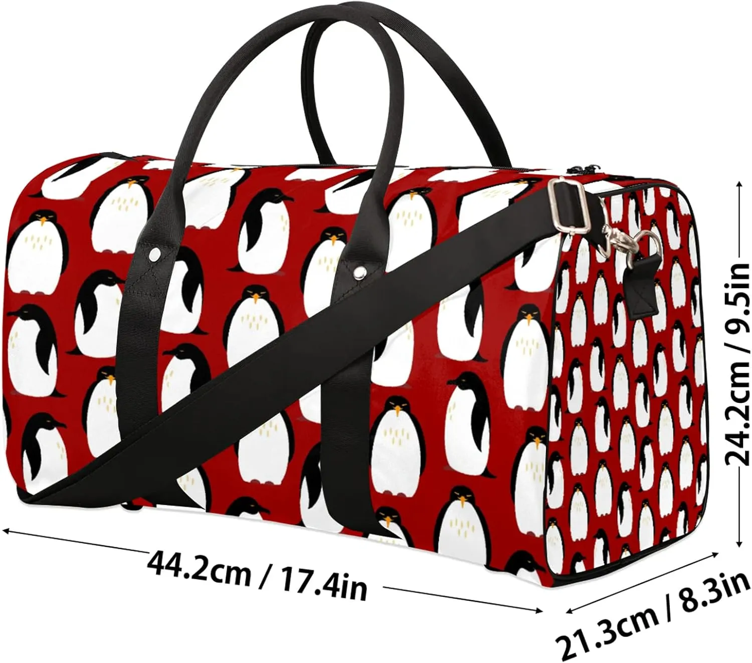 Cute Penguins Travel Duffle Bag, Weekender Bags for Women Men, Carry on Overnight Bag Waterproof Gym Bags, Hospital Bag for Labor and Delivery