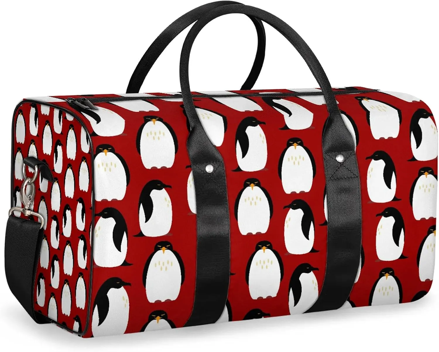 Cute Penguins Travel Duffle Bag, Weekender Bags for Women Men, Carry on Overnight Bag Waterproof Gym Bags, Hospital Bag for Labor and Delivery