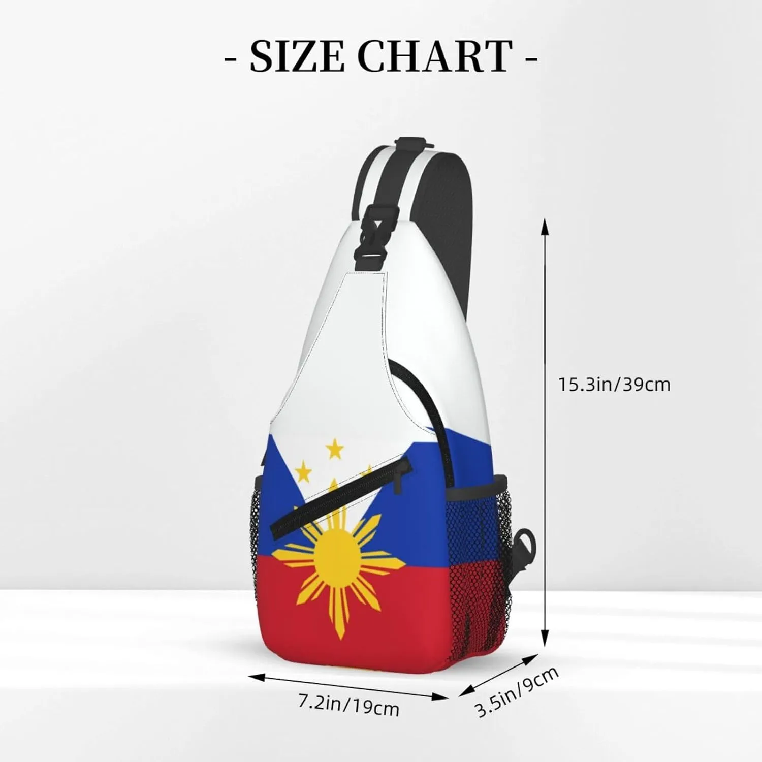 Cute Philippines Flag Sling Backpack,Travel Hiking Daypack Filipino Crossbody Shoulder Bag for Men Women