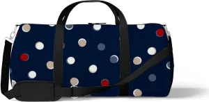 Cute Polka Dot Sports Duffel Bag Travel Gym Tote Bags Lightweight Durable Shoulder Strap Waterproof Polyester Outside Mesh Pocket Overnight Trip Duffel Bag for Women Men
