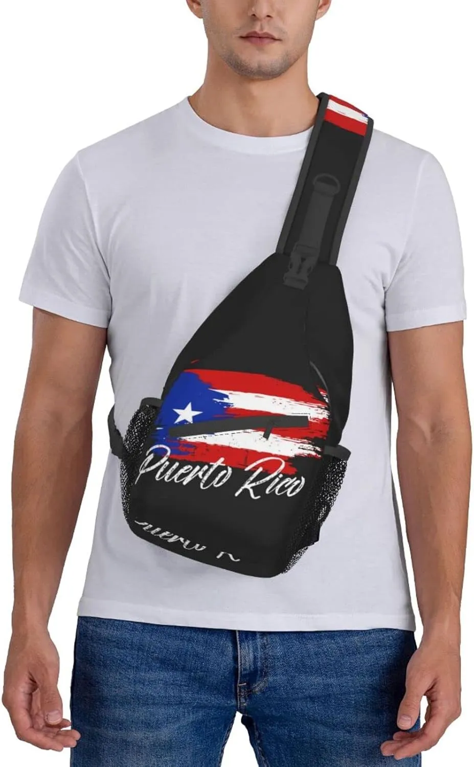 Cute Puerto Rico Flag Sling Backpack, Multipurpose Crossbody Shoulder Bag Travel Hiking Puerto Rican Casual Daypack for Men Women