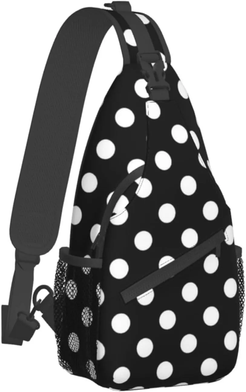 Cute Red White Polka Dots Crossbody Sling Backpack Sling Bag Travel Hiking Chest Bag Daypack for Women Men