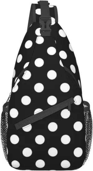 Cute Red White Polka Dots Crossbody Sling Backpack Sling Bag Travel Hiking Chest Bag Daypack for Women Men