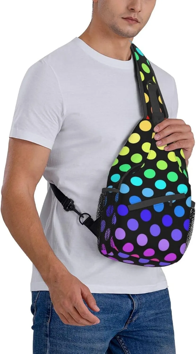 Cute Red White Polka Dots Crossbody Sling Backpack Sling Bag Travel Hiking Chest Bag Daypack for Women Men