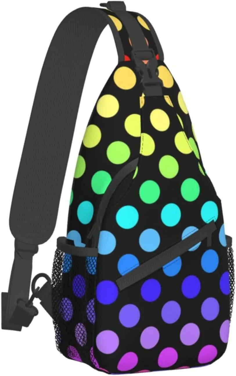 Cute Red White Polka Dots Crossbody Sling Backpack Sling Bag Travel Hiking Chest Bag Daypack for Women Men