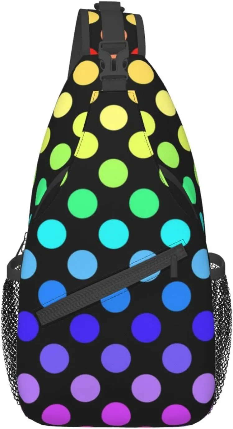 Cute Red White Polka Dots Crossbody Sling Backpack Sling Bag Travel Hiking Chest Bag Daypack for Women Men