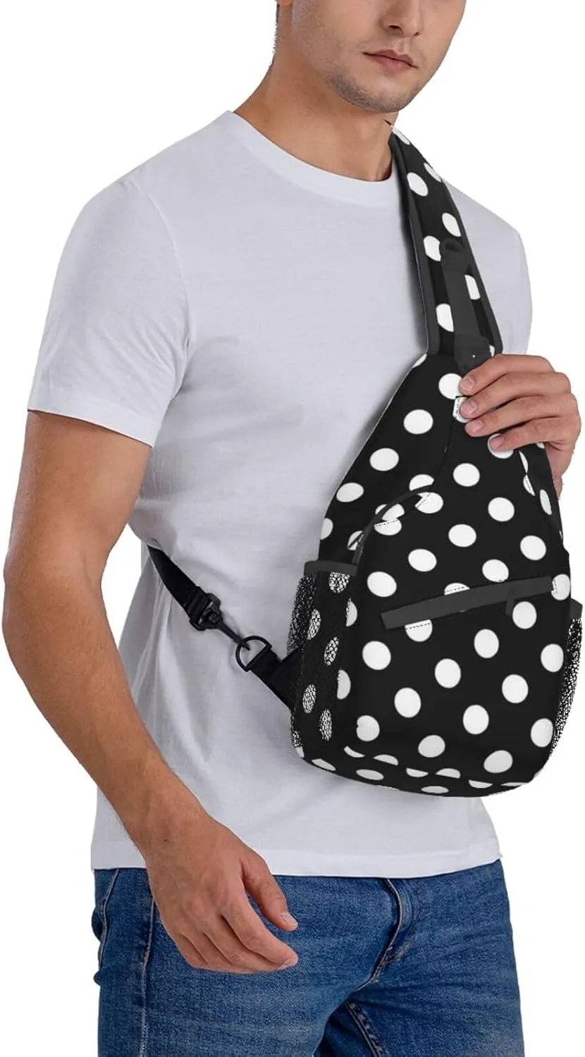 Cute Red White Polka Dots Crossbody Sling Backpack Sling Bag Travel Hiking Chest Bag Daypack for Women Men
