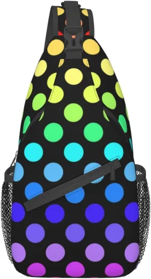 Cute Red White Polka Dots Crossbody Sling Backpack Sling Bag Travel Hiking Chest Bag Daypack for Women Men