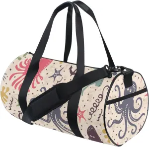 Cute Underwater Octopus Starfish Travel Duffel Bag for Women and Men, Sport Gym Tote Bags Swimming Yoga,Waterproof Weekend Overnight Bag Carry on Bag Hospital Holdalls
