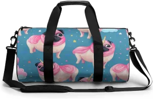Cute Uni-corn Pugs Travel Duffel Bag Gym Bags Sports Tote Shoulder Weekender Handbag for Men Women