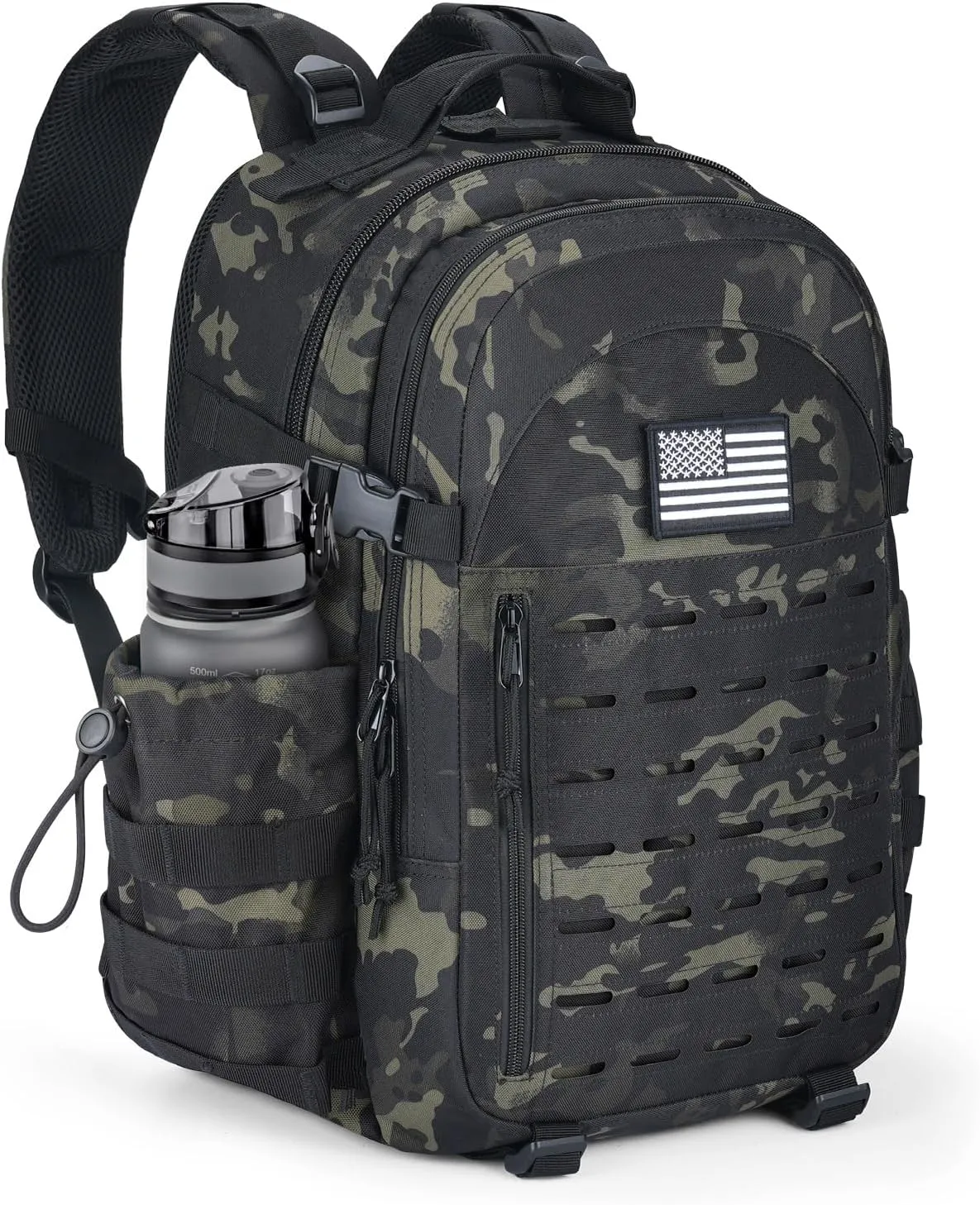 CVLIFE Tactical Backpack Military Molle Backpack for Men Women, Army Daypack with Laptop Compartment, 40L Assault Pack Rucksack Bug Out Bag for Outdoors Hiking Travel Camping, Black CP