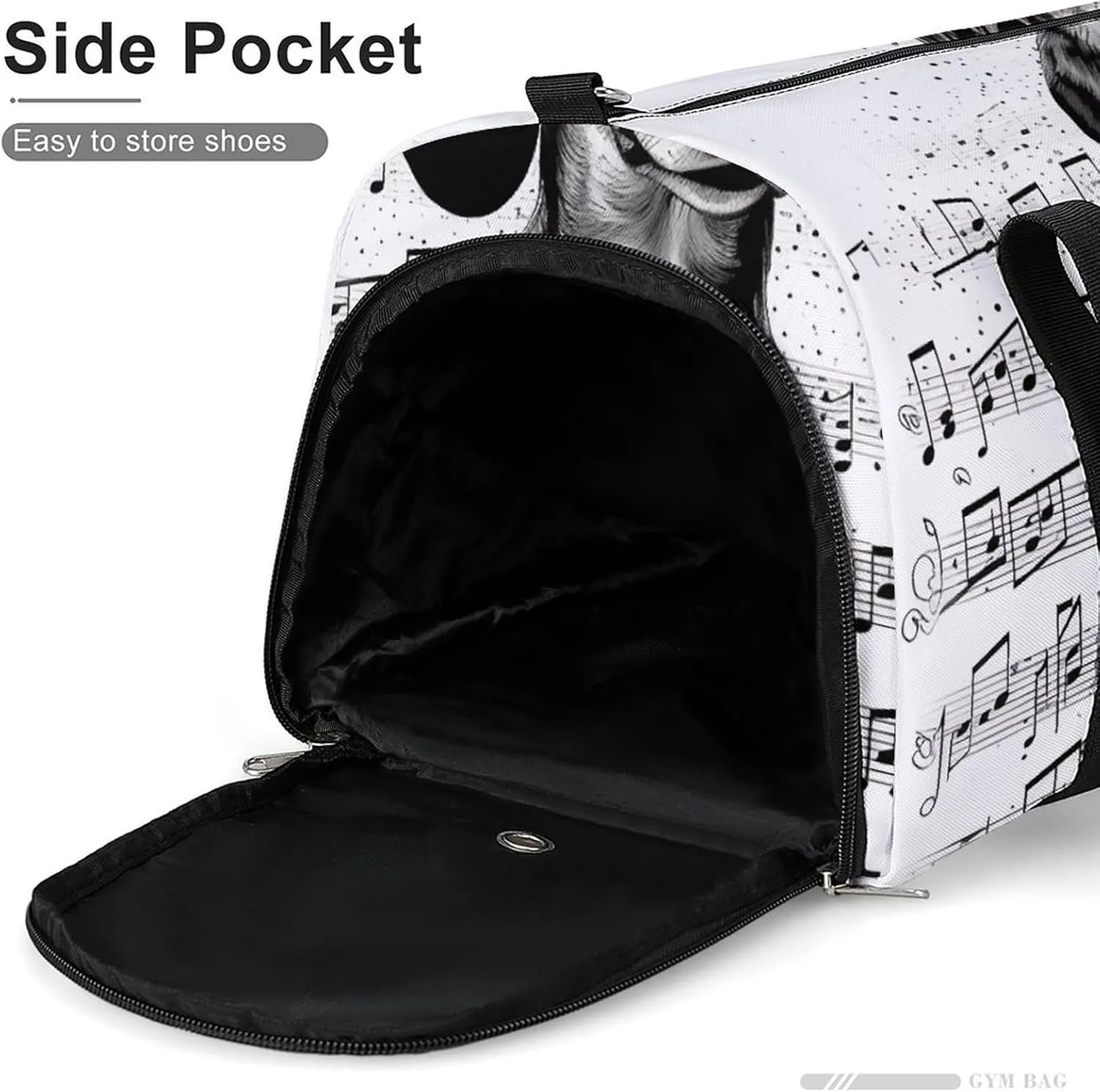Dachshund Music Notes Sports Gym Bag Carry on Holdalls for Men Small Duffel Bags for Women with Shoe Compartment