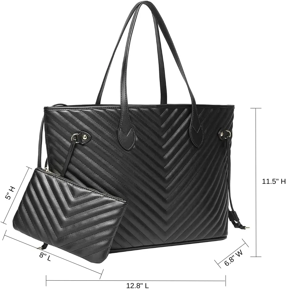 Daisy Rose Tote Shoulder Travel Bag & Matching Clutch PU Vegan Leather